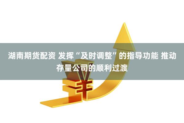 湖南期货配资 发挥“及时调整”的指导功能 推动存量公司的顺利过渡
