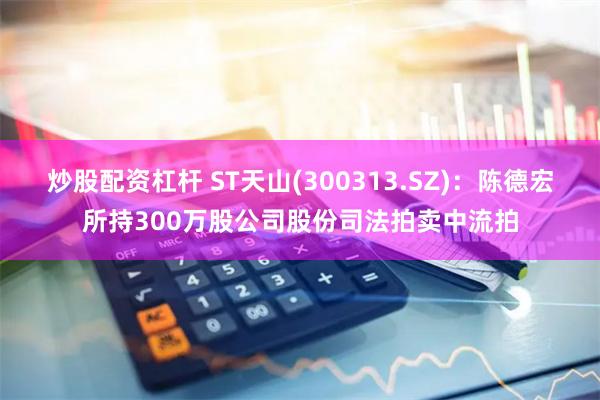 炒股配资杠杆 ST天山(300313.SZ)：陈德宏所持300万股公司股份司法拍卖中流拍